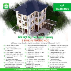 Trọn gói Biệt thự sân vườn Luxury cho nhà 3 tầng, 4 phòng ngủ